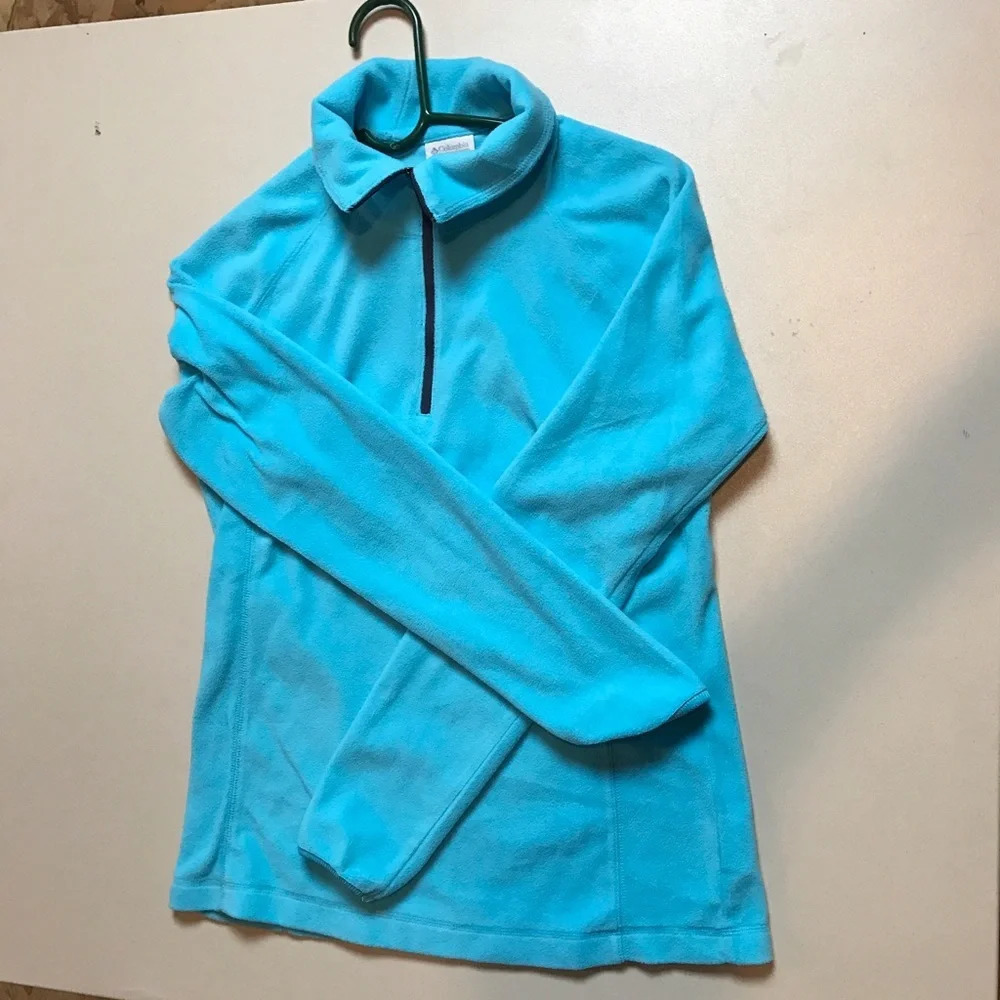 Columbia Women's Small Fleece Sweatshirt 1/4 Zip Teal Blue EUC Jacket